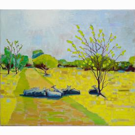 pastorale uden hyrde 2016  60x70 cm olie på lærred